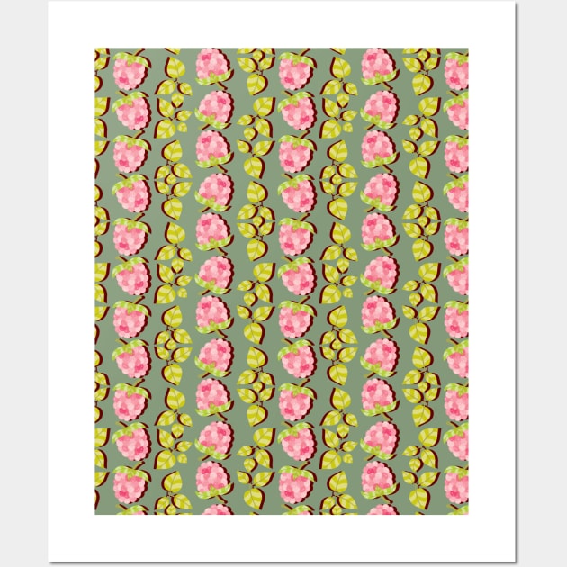 Raspberry Boom Seamless Surface Pattern Design Wall Art by zarya_kiqo